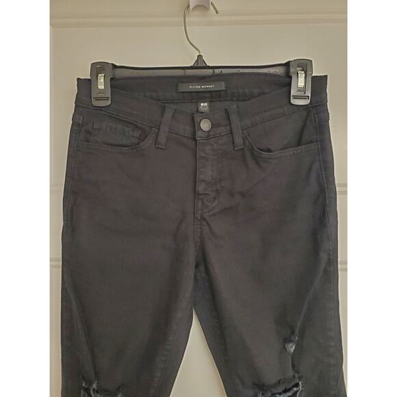 Women's Flying Monkey Mid Rise Skinny Distressed Black Denim Jeans | Size 26 - Picture 3 of 10